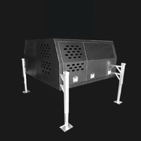 Black powder coated dual cab jack off canopy with full dog box image