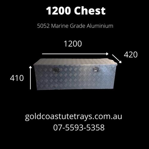 1200 Chest Rectangle Flat Lid  Aluminium Checker Plate Tool Box